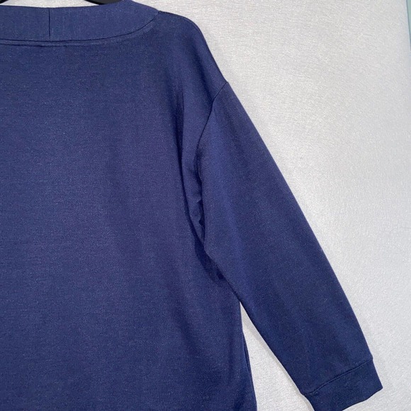 Weekends by Chicos Sweater Womens 3 Blue Long Sleeve V Neck Solid Casual Top - Picture 10 of 15